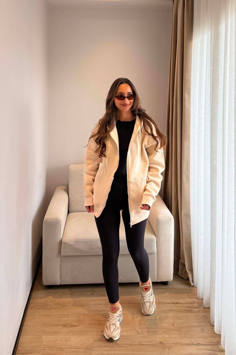 ONE COLOR COTTON WOMEN JACKET BEIGE/BEZHE - 3