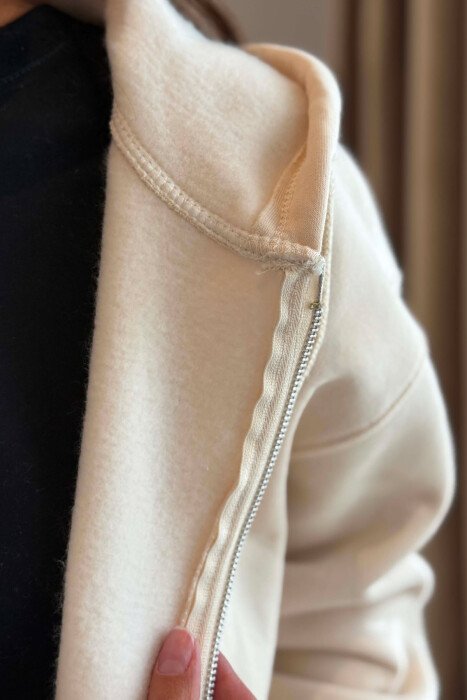 ONE COLOR COTTON WOMEN JACKET BEIGE/BEZHE - 6