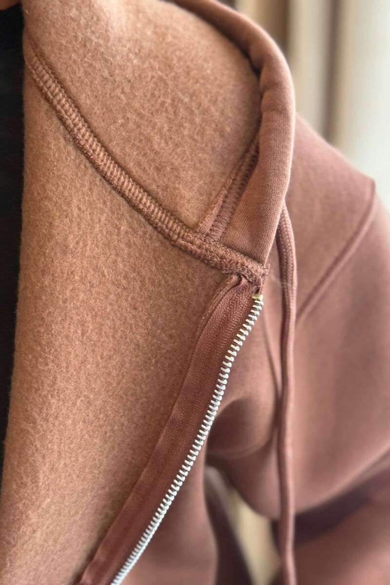 ONE COLOR COTTON WOMEN JACKET BROWN/KAFE - 2