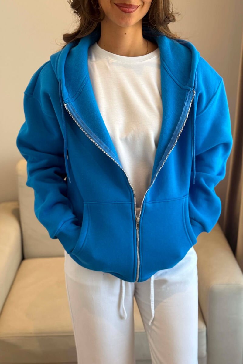 ONE COLOR COTTON WOMEN JACKET LIGHTBLUE/BZ - 6