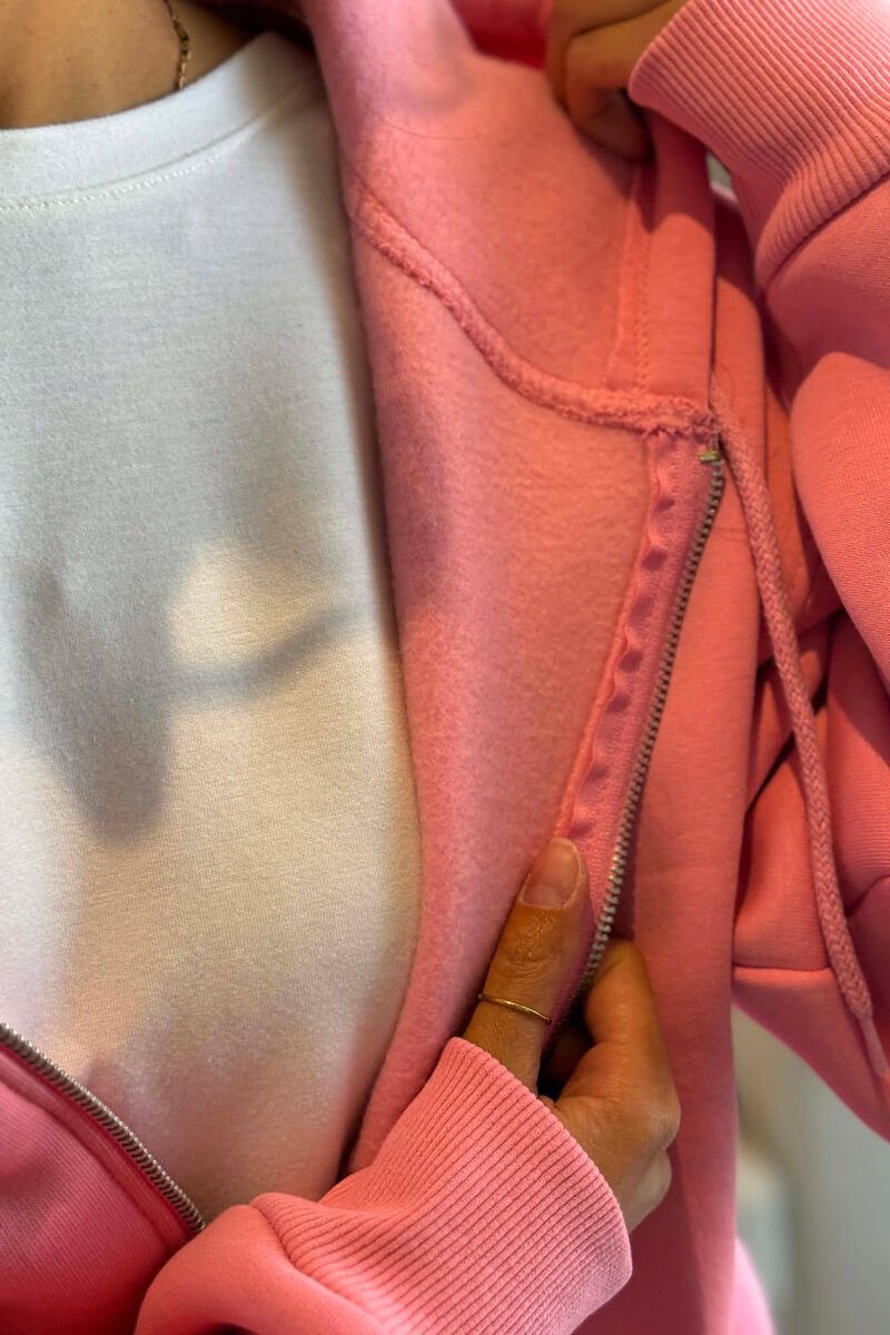 ONE COLOR COTTON WOMEN JACKET PINK/ROZE - 5