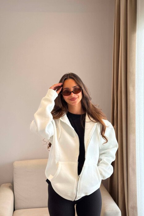 ONE COLOR COTTON WOMEN JACKET WHITE-E BARDHE - 3