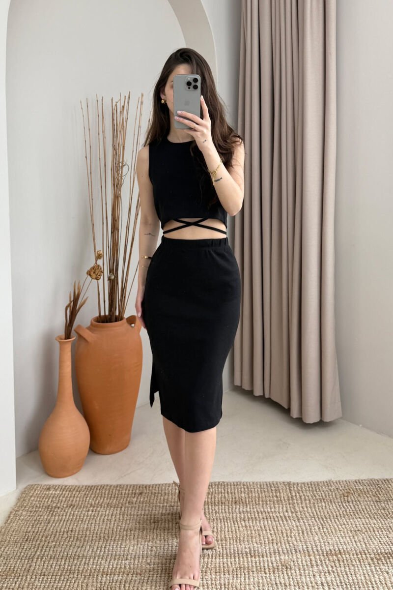 ONE COLOR CROP & SKIRT WOMEN SET BLACK/ E ZEZE - 2