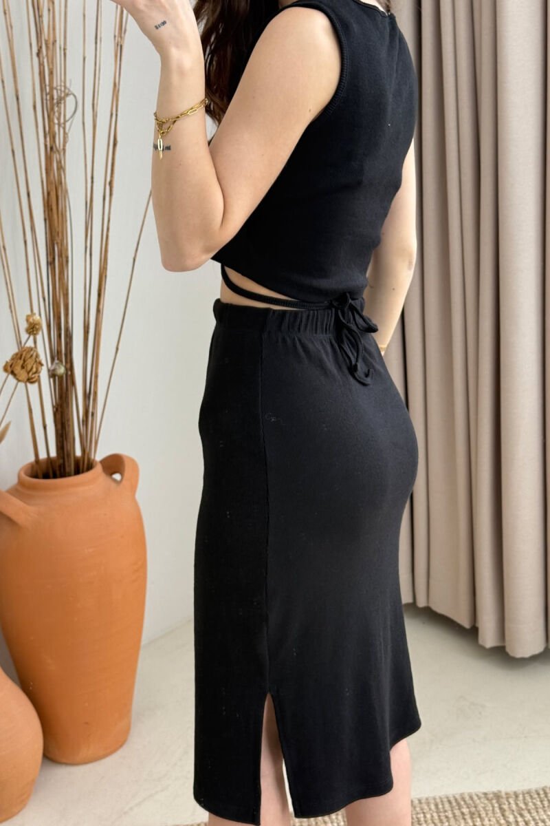 ONE COLOR CROP & SKIRT WOMEN SET BLACK/ E ZEZE - 4