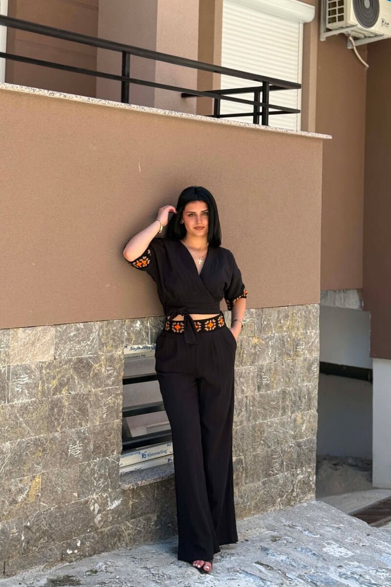 ONE COLOR CROP TOP + TROUSERS WOMAN SET BLACK/ E ZEZE - 2