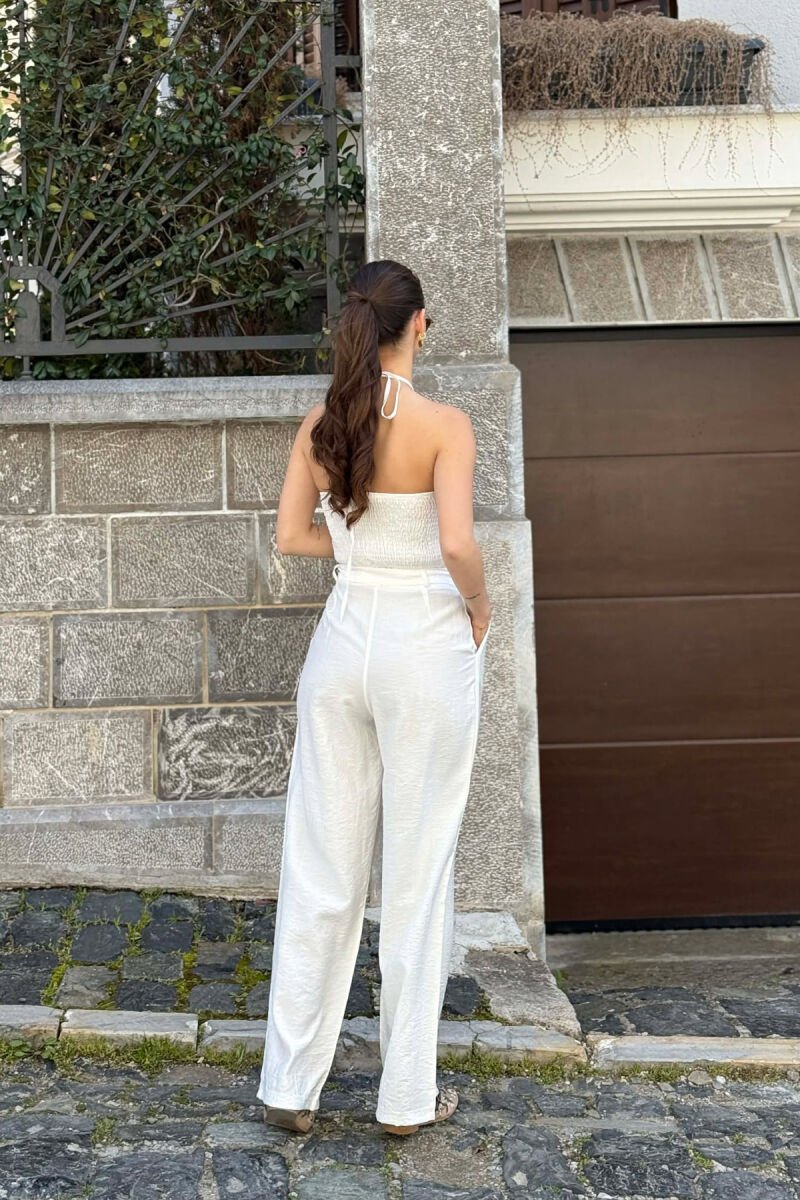 ONE COLOR CROP TOP + TROUSERS WOMAN SET WHITE-E BARDHE - 4