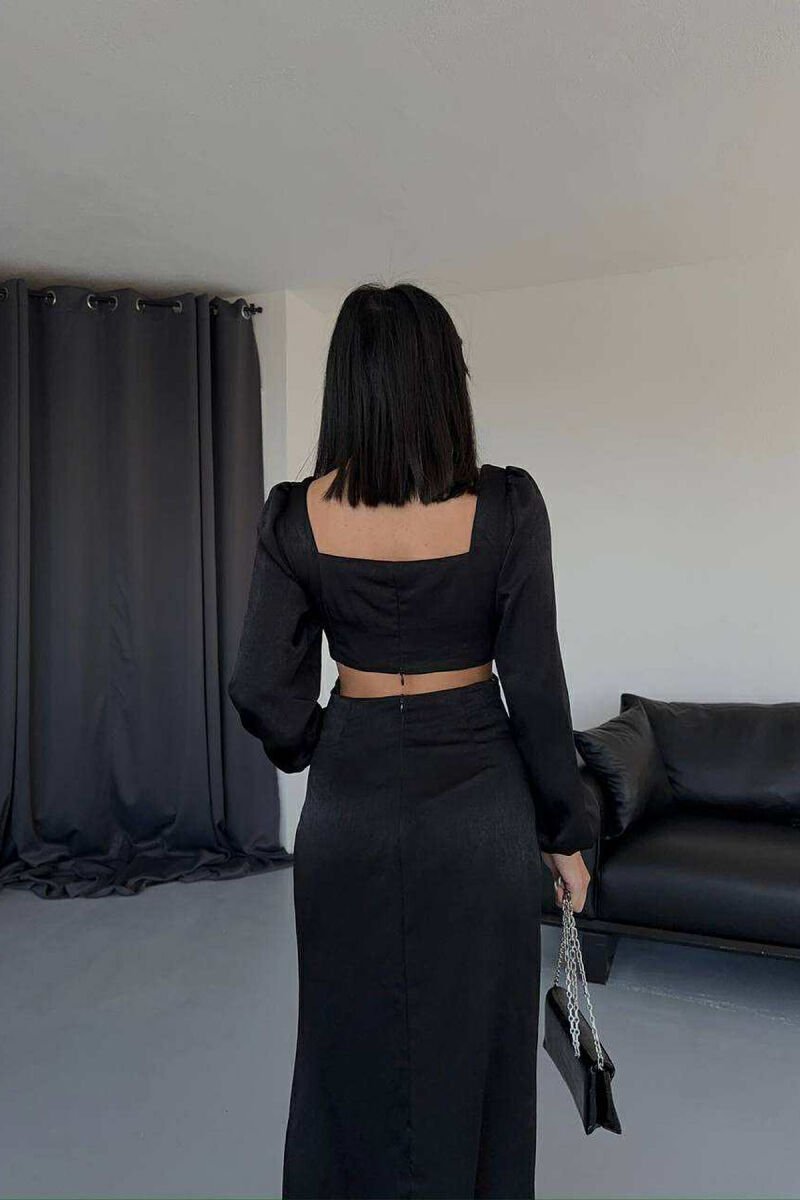 ONE COLOR CROP TOP+SKIRT WOMEN SET BLACK/ E ZEZE - 4