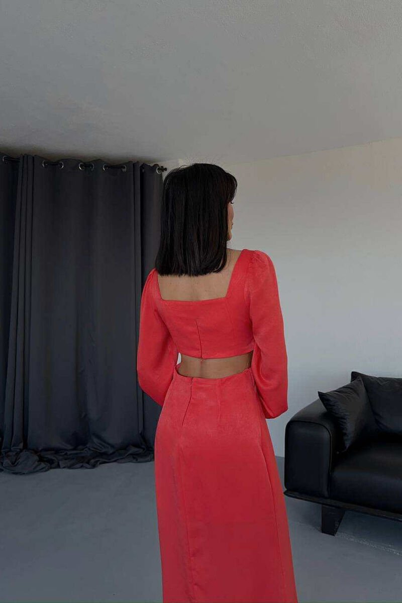 ONE COLOR CROP TOP+SKIRT WOMEN SET ORANGE/PORTOKALLI - 3