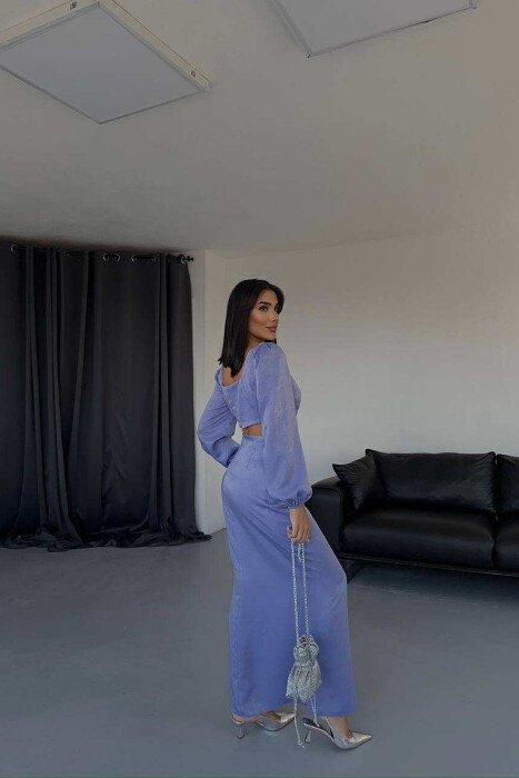 ONE COLOR CROP TOP+SKIRT WOMEN SET PURPLE/LEJLA - 2