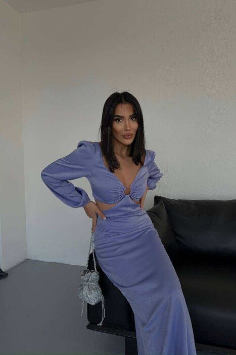 ONE COLOR CROP TOP+SKIRT WOMEN SET PURPLE/LEJLA - 4
