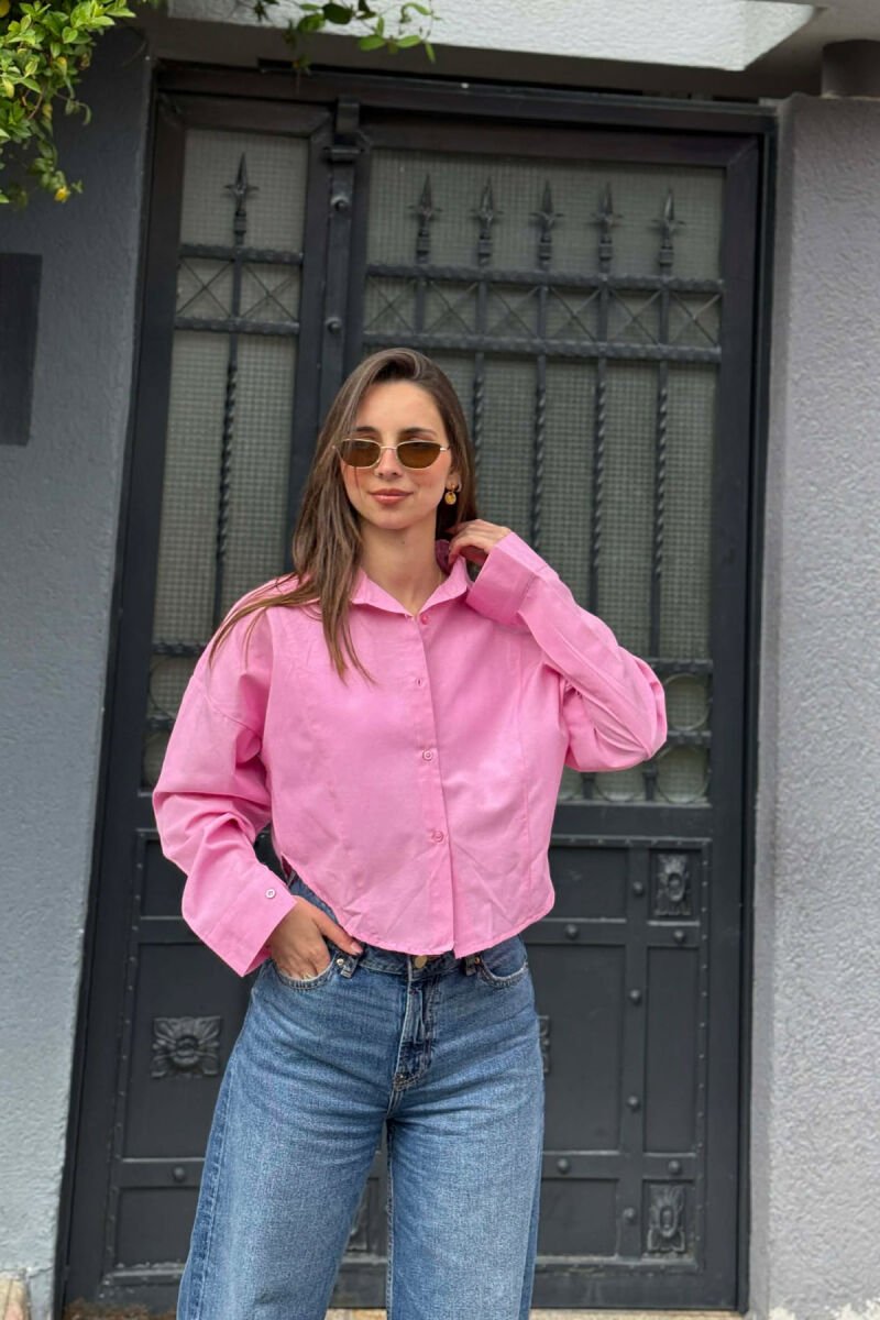 ONE COLOR CROPED WOMAN SHIRT PINK/ROZE - 1