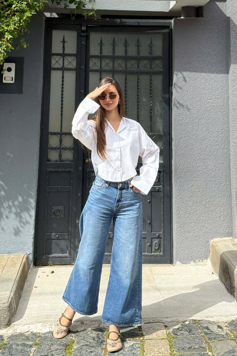 ONE COLOR CROPED WOMAN SHIRT WHITE-E BARDHE - 3