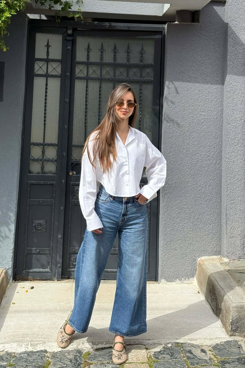 ONE COLOR CROPED WOMAN SHIRT WHITE-E BARDHE - 4