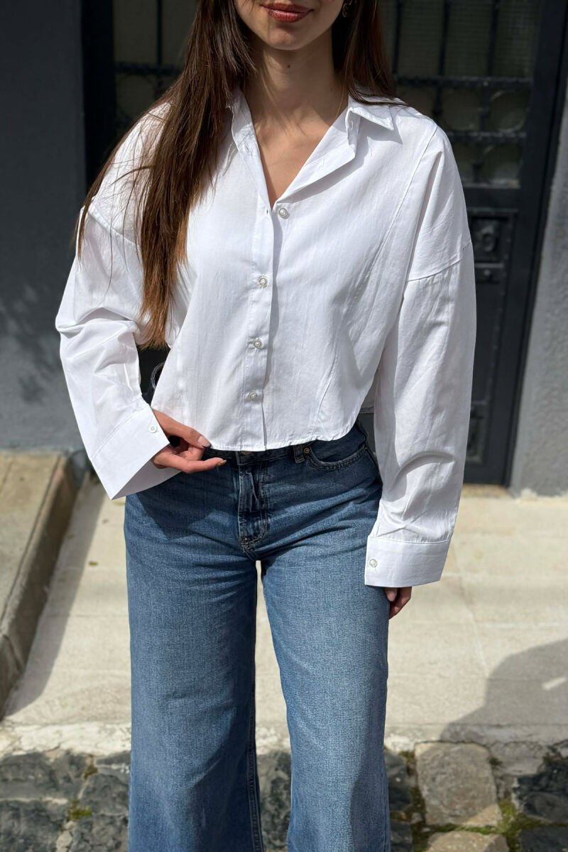ONE COLOR CROPED WOMAN SHIRT WHITE-E BARDHE - 5