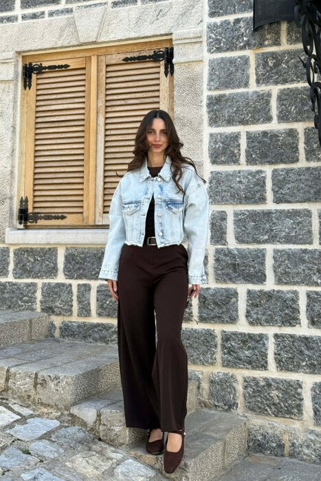 ONE COLOR CROPPED DENIM WOMEN JACKET BABY BLUE/BLU BY - 1