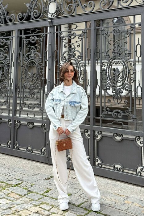 ONE COLOR CROPPED DENIM WOMEN JACKET LIGHTBLUE/BZ - 2