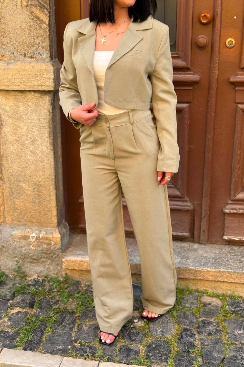 ONE COLOR CROPPED JACKET +TROUSERS WOMAN SET MINT/MENTE - 2