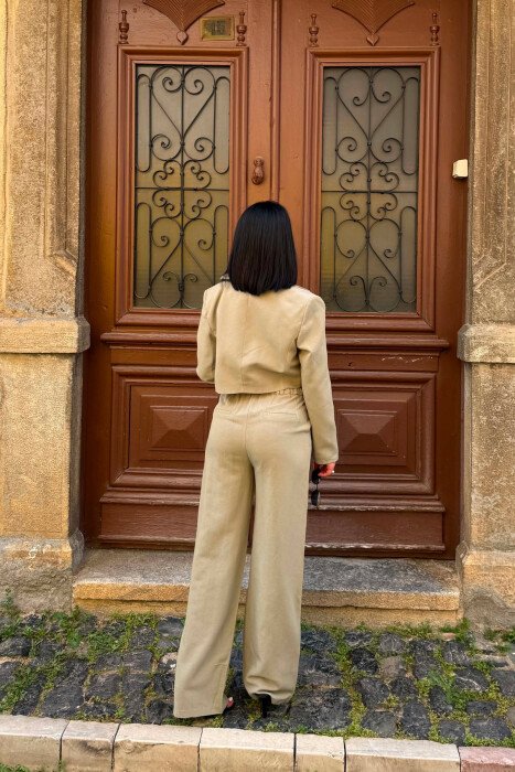 ONE COLOR CROPPED JACKET +TROUSERS WOMAN SET MINT/MENTE - 5