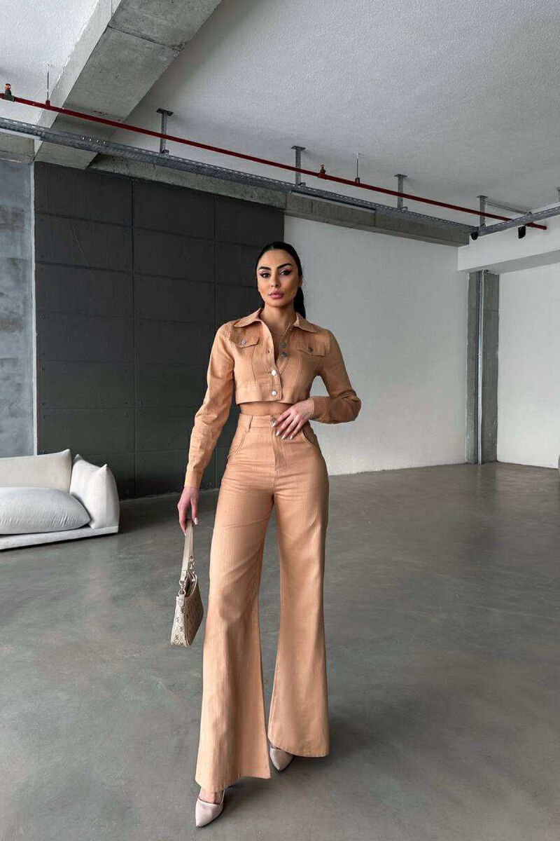 ONE COLOR CROPPED JACKET+TROUSERS WOMEN SET PINK/ROZE - 8