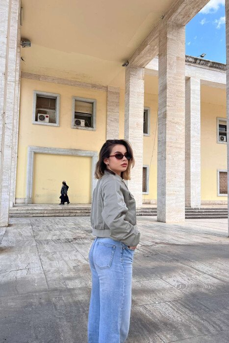 ONE COLOR CROPPED LIGHT WOMEN JACKET BEIGE/BEZHE - 2