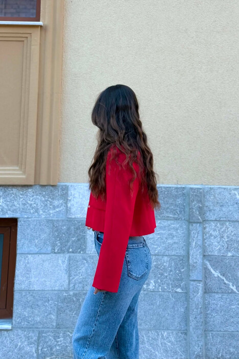 ONE COLOR CROPPED WOMAN JACKET RED/E KUQE - 2
