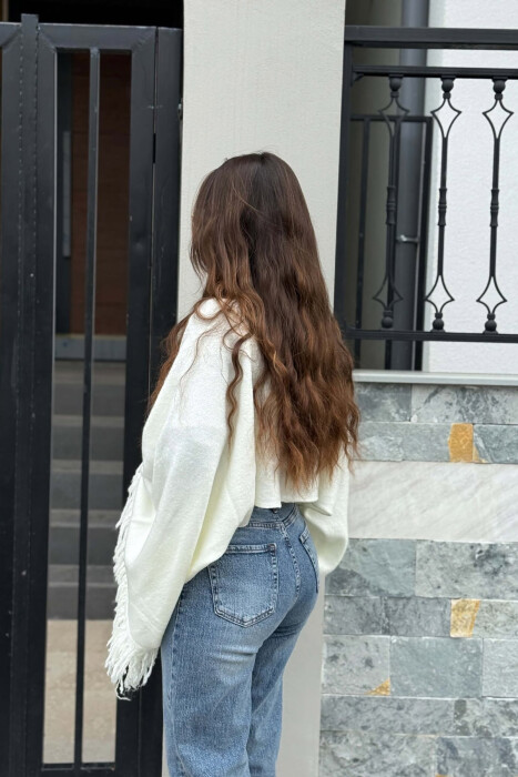 ONE COLOR CROPPED WOMAN SWEATER WHITE-E BARDHE - 2