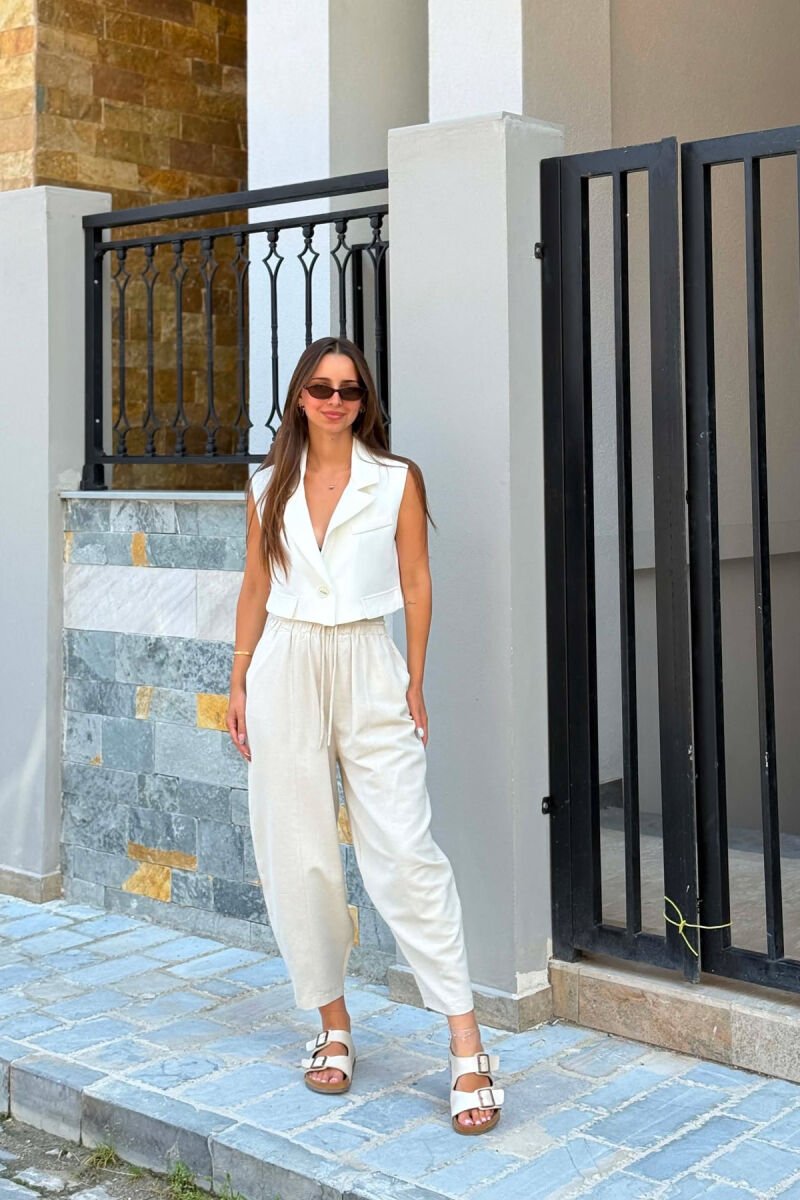 ONE COLOR CROPPED WOMAN VEST WHITE-E BARDHE - 6