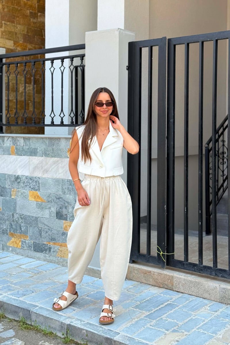 ONE COLOR CROPPED WOMAN VEST WHITE-E BARDHE - 7