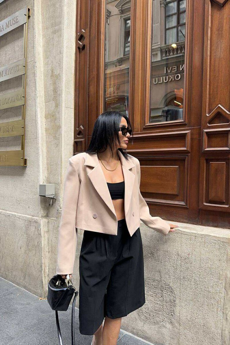 ONE COLOR CROPPED WOMEN JACKET BEIGE/BEZHE - 5