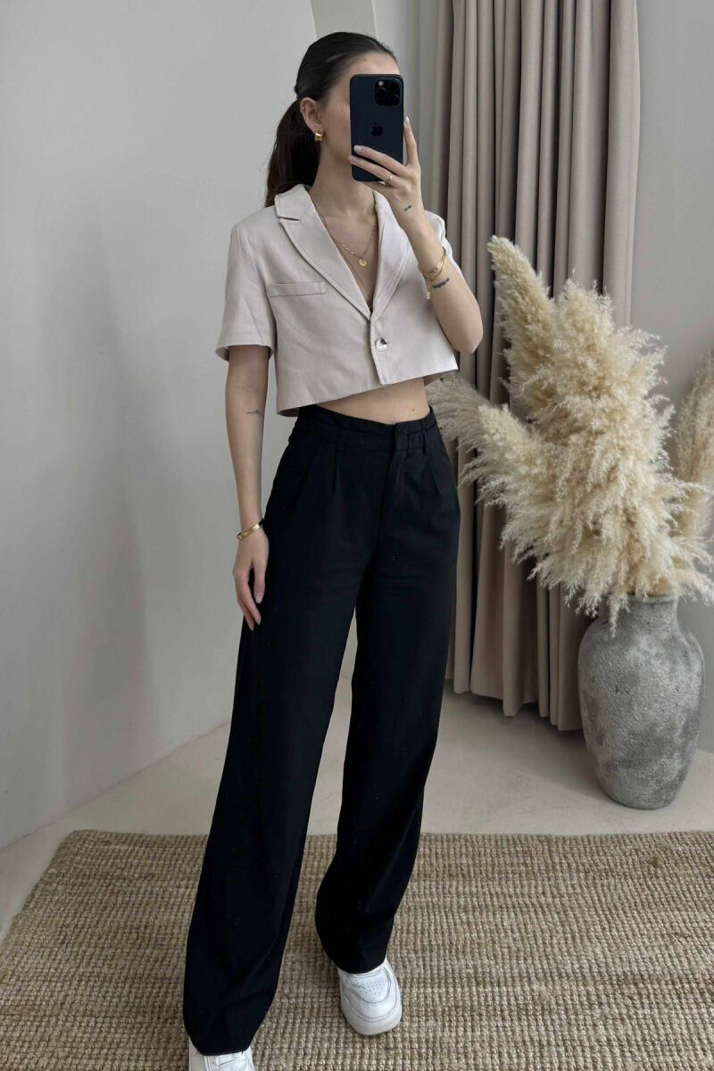 ONE COLOR CROPPED WOMEN JACKET BEIGE/BEZHE - 3