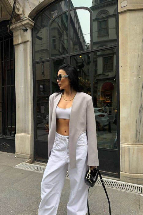 ONE COLOR CROPPED WOMEN JACKET GREY/GRI - 4