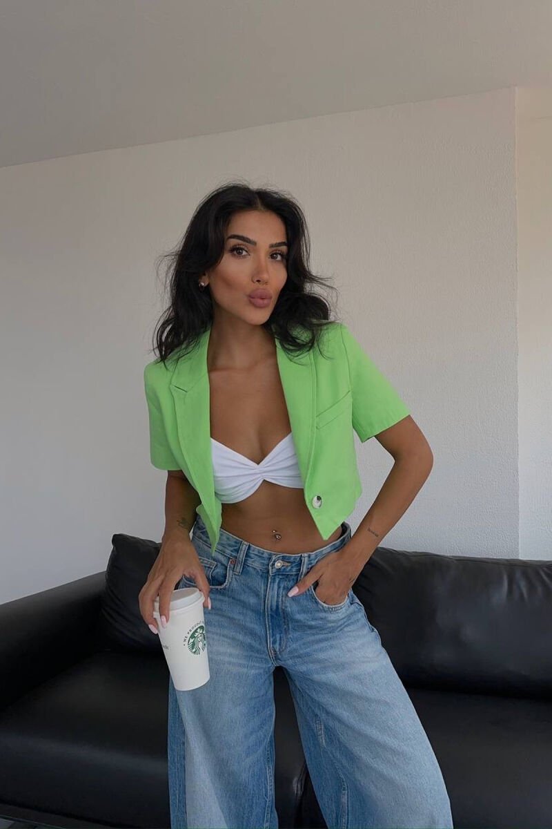 ONE COLOR CROPPED WOMEN JACKET NEON/NEON - 4