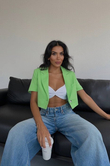 ONE COLOR CROPPED WOMEN JACKET NEON/NEON - 7
