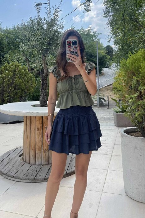 ONE COLOR CROPPED WOMEN TANK TOP GREEN/JESHILE 