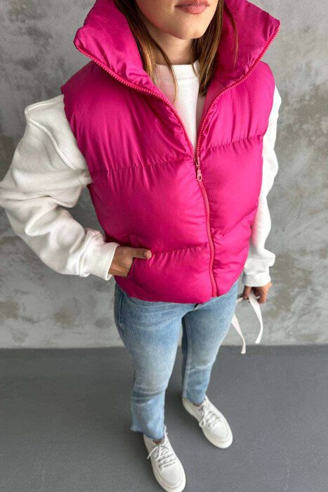 ONE COLOR CROPPED WOMEN VEST FUCHSIA/CIKLAMI - KLAUDIO FASHION