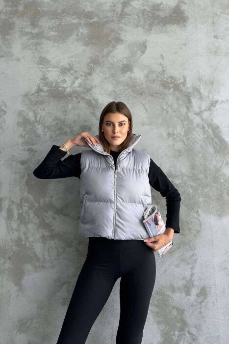 ONE COLOR CROPPED WOMEN VEST GREY/GRI - 1