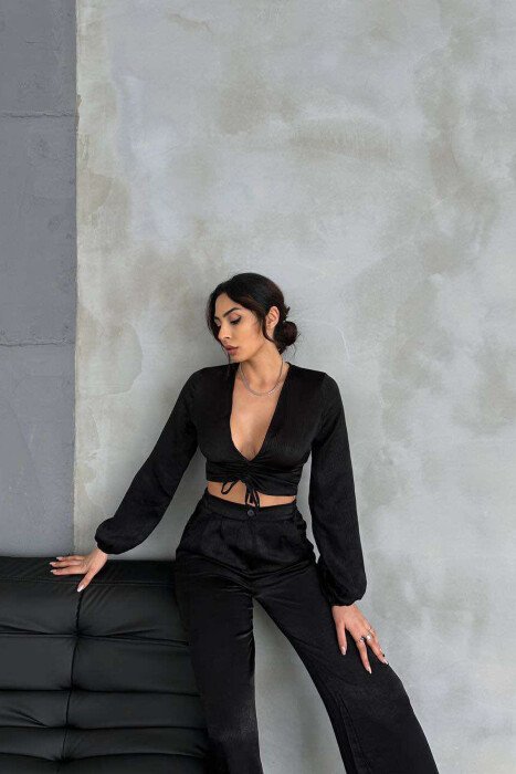 ONE COLOR CROP+TROUSERS WOMEN SET BLACK/ E ZEZE - 2