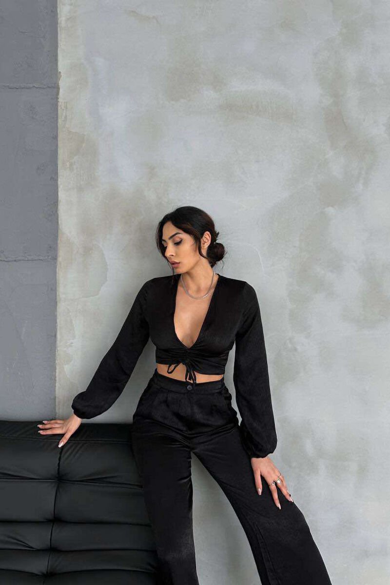 ONE COLOR CROP+TROUSERS WOMEN SET BLACK/ E ZEZE - 2