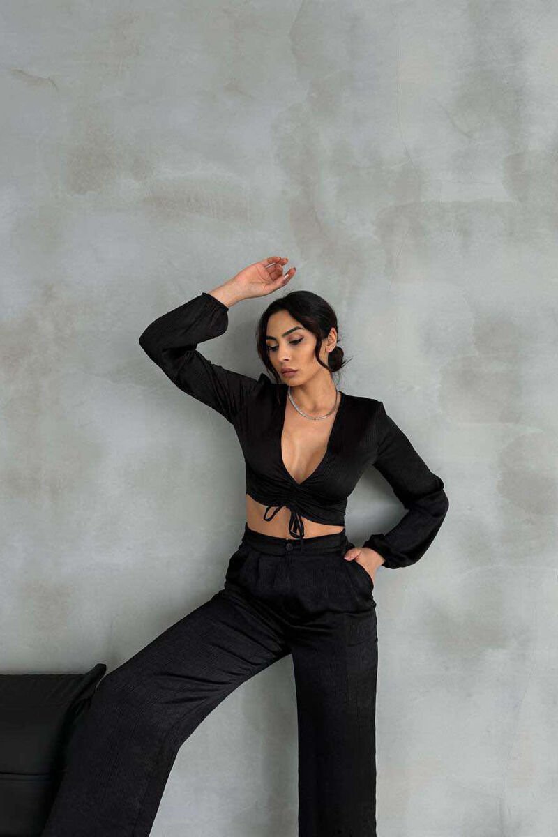 ONE COLOR CROP+TROUSERS WOMEN SET BLACK/ E ZEZE - 4