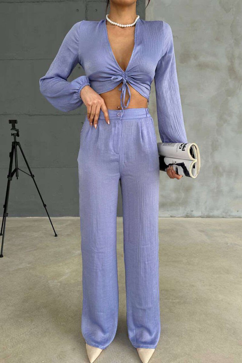 ONE COLOR CROP+TROUSERS WOMEN SET PURPLE/LEJLA - 2