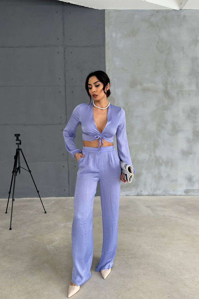ONE COLOR CROP+TROUSERS WOMEN SET PURPLE/LEJLA - 3