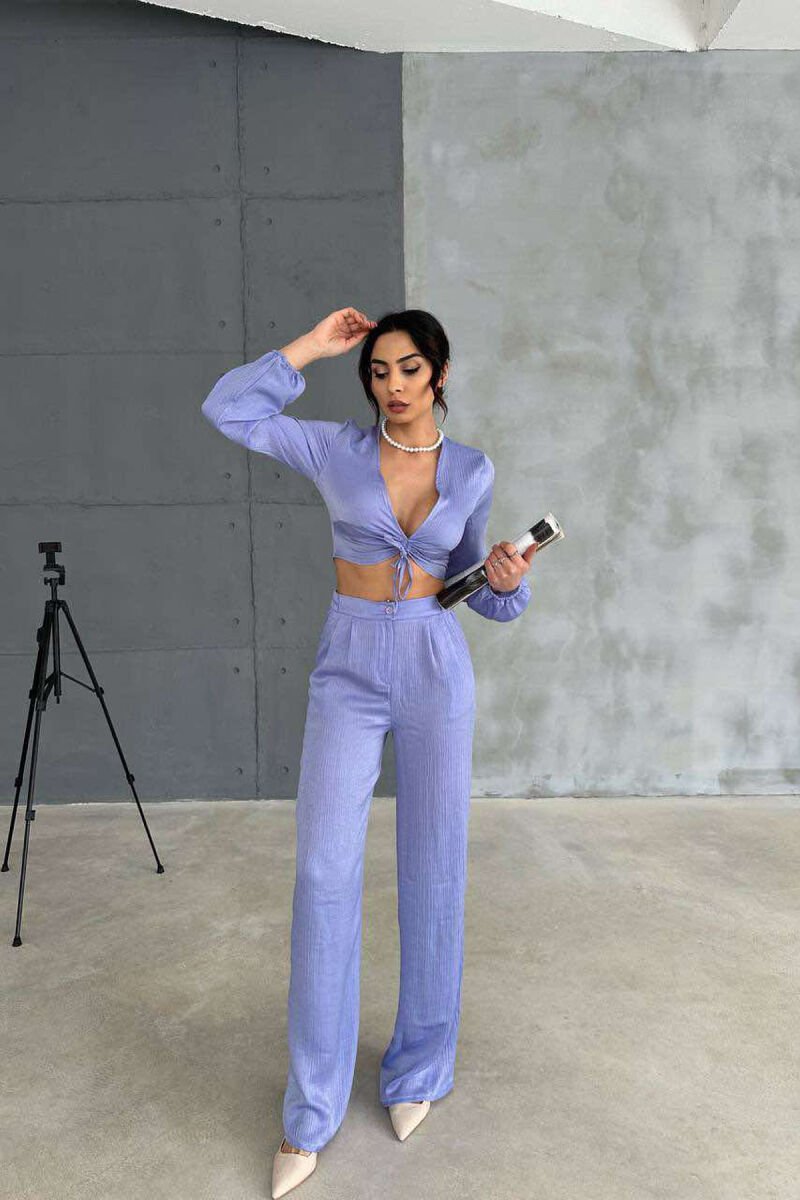 ONE COLOR CROP+TROUSERS WOMEN SET PURPLE/LEJLA - 4