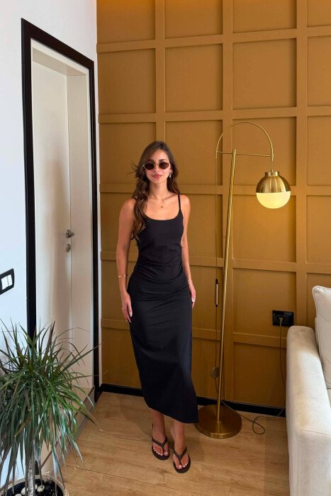 ONE COLOR CUT OPEN WOMAN DRESS BLACK/ E ZEZE - KLAUDIO FASHION