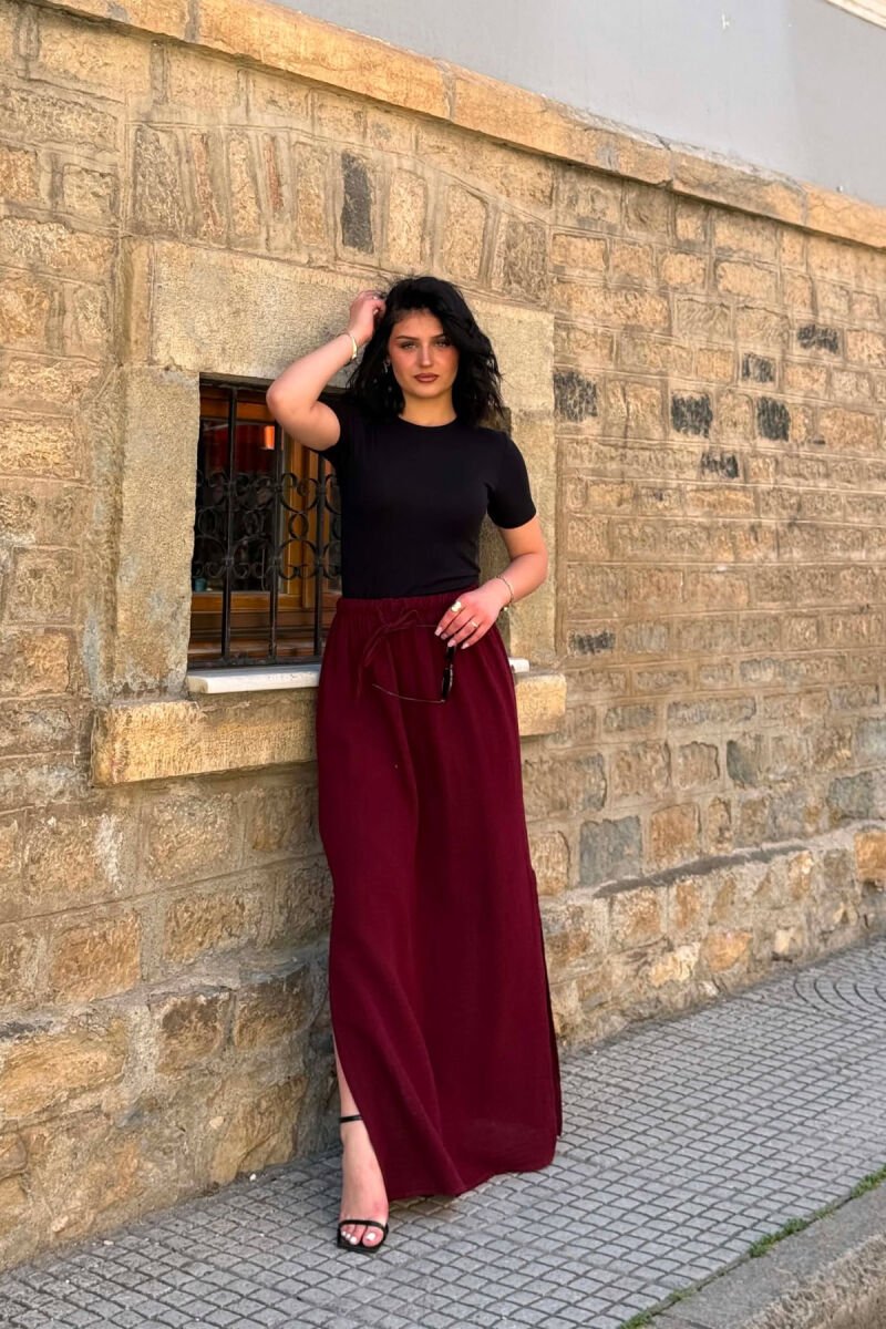 ONE COLOR CUT OPEN WOMAN SKIRT BURGUNDY/VISHNJE - 1