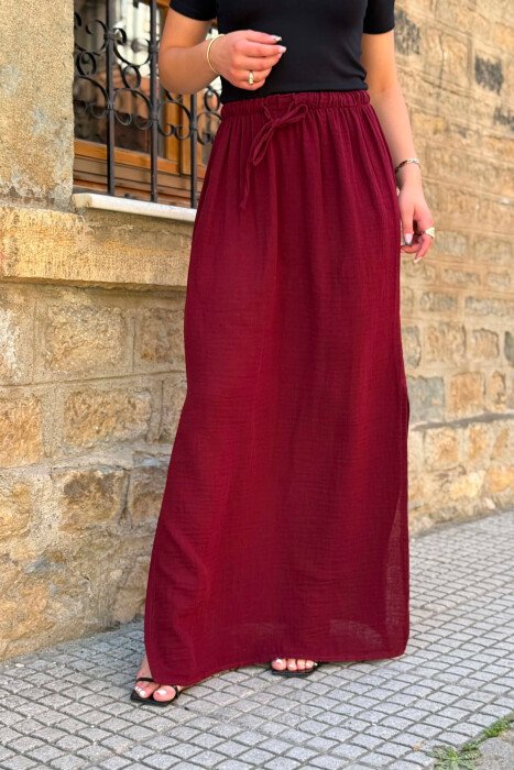 ONE COLOR CUT OPEN WOMAN SKIRT BURGUNDY/VISHNJE - 2