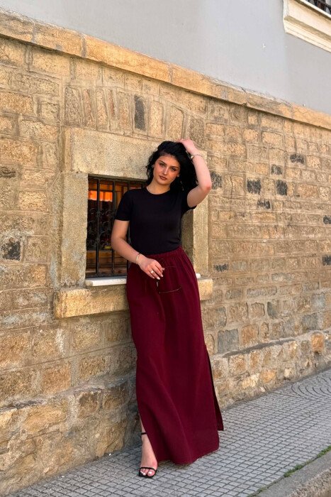 ONE COLOR CUT OPEN WOMAN SKIRT BURGUNDY/VISHNJE - 5