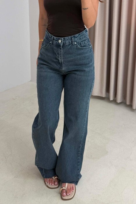 ONE COLOR CUTTED EDGES WOMAN JEANS DARK BLUE/BEE - 2
