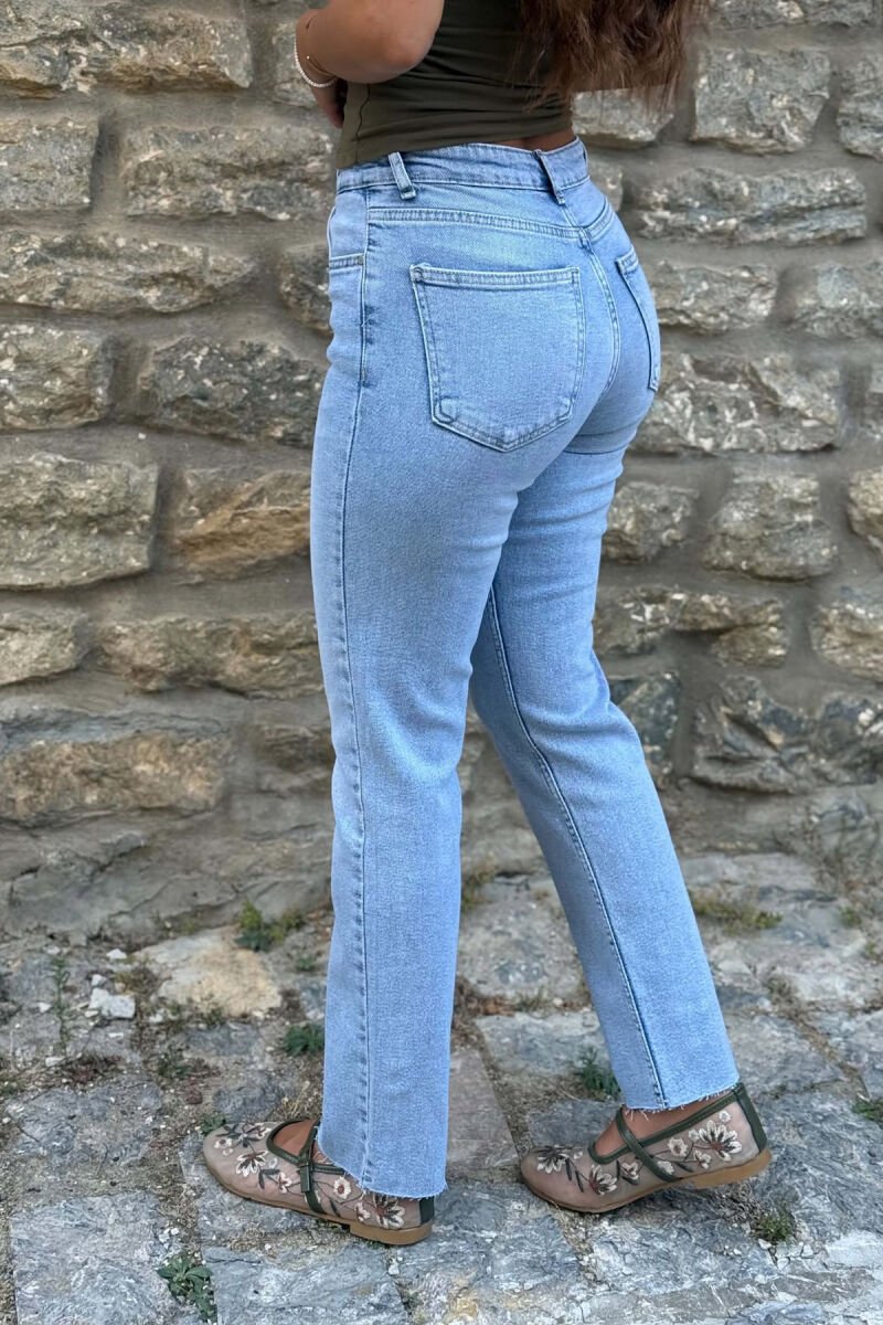 ONE COLOR CUTTED EDGES WOMAN JEANS LIGHTBLUE/BZ - 4