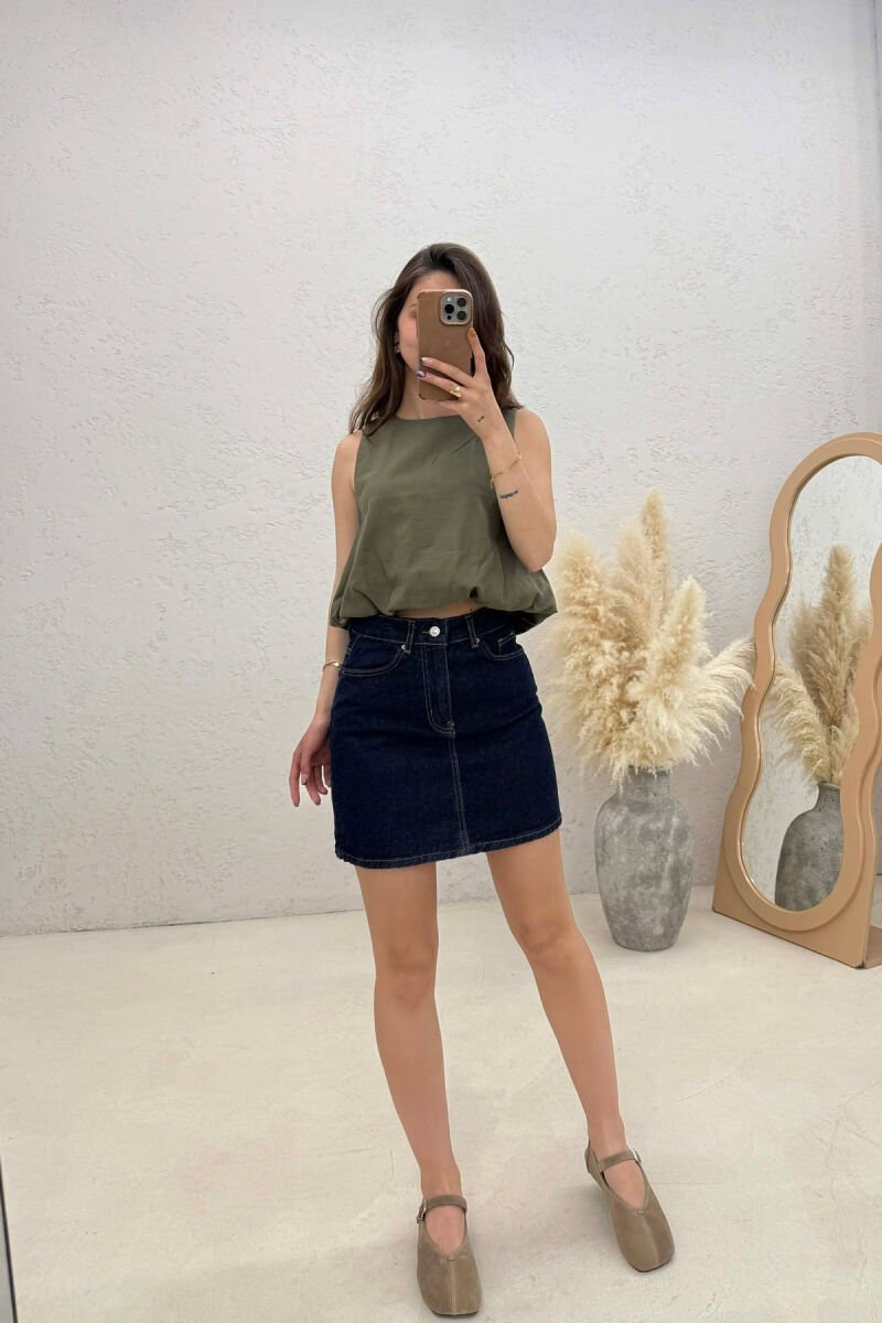 ONE COLOR DENIM SHORT WOMEN SKIRT BLUE/BLU - 1