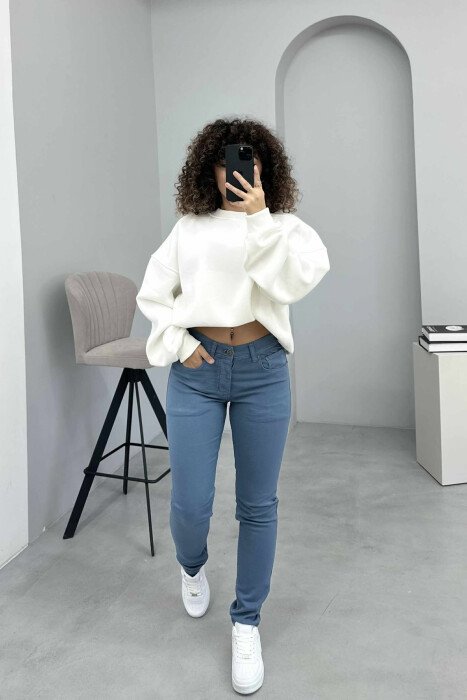 ONE COLOR DENIM SIMPLE WOMEN JEANS LIGHTBLUE/BZ - 3